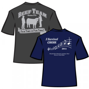 Custom T-Shirt Designs for Sierra FFA Beef Team and Thunderbird Choir