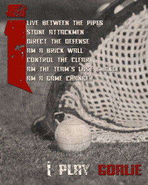 Lacrosse Goalie Quotes Lacrosse goalie motivational poster original ...