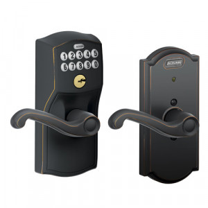 Built in Alarm Electronic Keypad Single Cylinder Door Lever Set