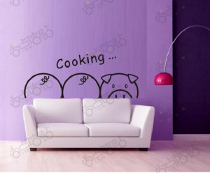Cooking 3 Cute Pig Cartoon Removable Vinyl Wall Art Sticker DIY 3D ...