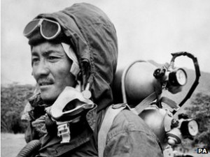 File photo dated 30/06/1953 of Sherpa Tenzing, wearing the clothing ...