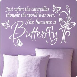 Large White Butterfly Caterpillar..Wall Decal Little Girls Room ...