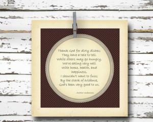 Thank God for Dirty Dishes - Inspirational Quote - 5x5 Art Print