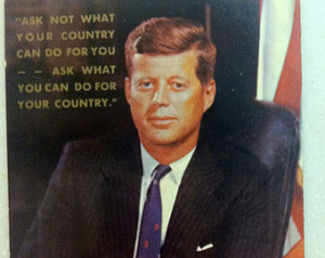 Postcard President John F Kennedy with Famous Quote ...Glossy Chrome