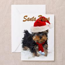 Yorkie Santa Paws Greeting Card for