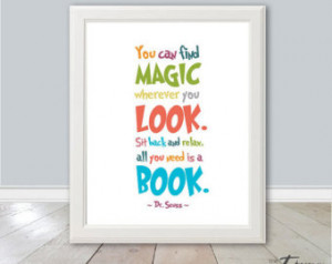 Seuss Reading Print, INSTANT DO WNLOAD 8x10 Printable, Reading Quotes ...