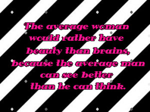 Compliment Quote : Average women prefer beauty than brains