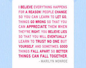 Everything Happens for a Reason Quo te Print Marilyn Monroe Print ...