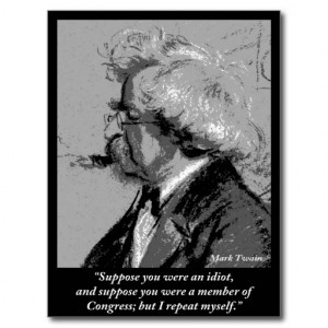 Mark Twain Drawing and Quote on Congress Post Card