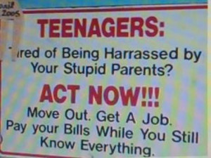 Teenage parents funny sign
