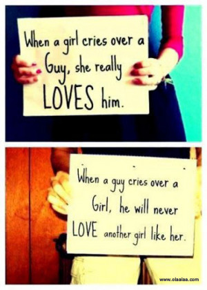 Love Quotes-When a girl cries over a guy..
