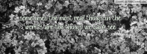 ... the most real things in the worlds are the things we can't see