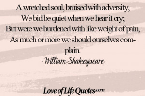 William Shakespeare quote on the weight of pain