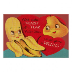 Weird Funny Banana Pear Appealing Peel Valentine Print