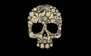 Skulls Floral Wallpaper 2560x1600 Skulls, Floral, Black, Background
