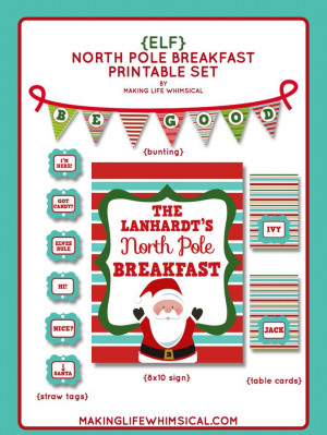 ... elf north pole breakfast welcome your elf with this adorable printable