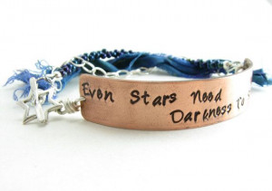 Copper Sterling Silver Handstamped Quote Bracelet by BooBeads, $46.00