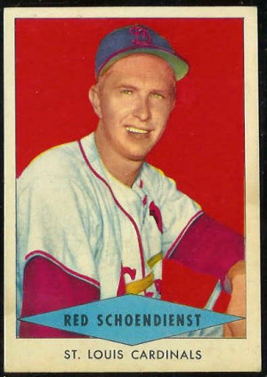 1954 Red Heart - Red Schoendienst SHORT PRINT [#b] (Cardinals ...