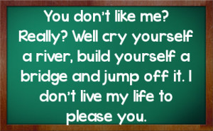 ... yourself a bridge and jump off it i don t live my life to please you
