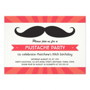 Fun mustache birthday party custom invitations