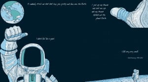 Neil Armstrong Planet Earth Quotes Custom Drawn HD Wallpaper