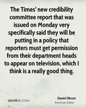 The Times' new credibility committee report that was issued on Monday ...