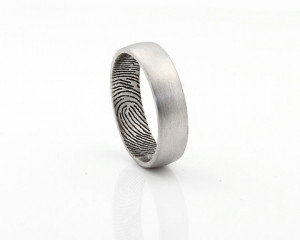 Custom Inner Fingerprint Ring - Sterling Silver Engraving Wedding Band ...
