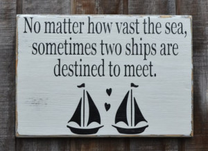 ... Wedding Fish Boat Love Quotes Painted Wood Sign Reception Bridal