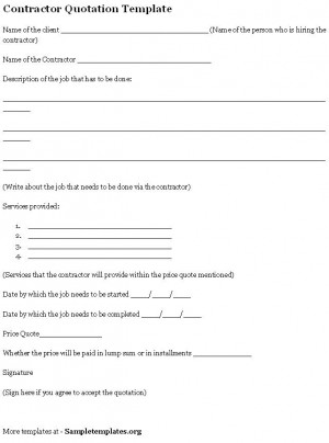 Contractor Quotation Template
