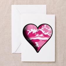 Pink Camo Solid Valentine Heart Greeting Cards (Pk for