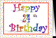 Happy 24th Birthday Card Rainbow with Confetti Border Design card ...