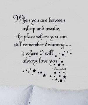 asleep & Awake Quote with Fairy Dust Tinkerbell Girls Room Vinyl Wall ...