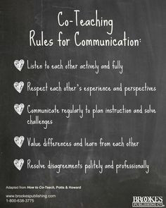 Co-teaching Rules for Communication. Helpful advice! #teaching More