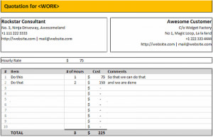 Excel Quote Template - Hourly Billing Quotation Template in MS Excel