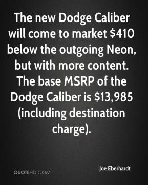 The new Dodge Caliber will come to market $410 below the outgoing Neon ...