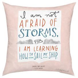 Throw pillow showcasing a quote from Louis May Alcott. Product ...