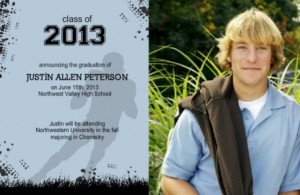 Football high school graduation announcement by PurpleTrail.com.