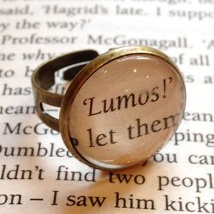 Details about VINTAGE STYLE HARRY POTTER LUMOS SPELL BOOK QUOTE RING