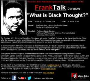 FrankTalk Dialogue: “What is Black Thought?”-2nd October 2014