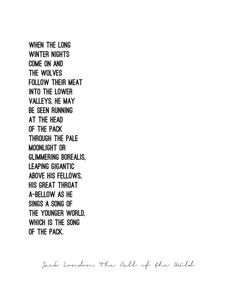 The CALL of THE WILD // Jack London // quote poster // minimalist ...