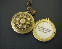 Wherever you go go with all your heart Confucius quote locket necklace ...