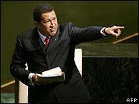 Hugo Chavez used his speech to lash at US influence