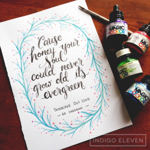 ... card hand lettering ed sheeran x thinking out loud brush lettering