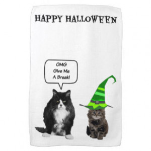 Halloween Grumpy Cat / Cute Kitten Kitchen Towel