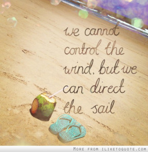 We cannot control the wind but we can direct the sail.