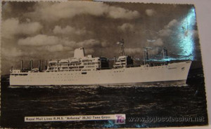 TARJETA POSTAL ROYAL MAIL LINES R.M.S. ARLANZA 20362 TONS GROSS ...