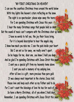 Poem about a loved one spending their first Christmas in heaven.