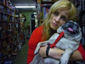 Maria Bamford and pug.