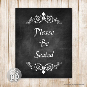 Please Be Seated Chalkboard Funny Quote Art Print Bathroom Wall Decor ...