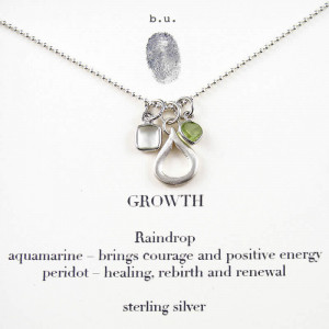 ... , Raindrop, Aquamarine, Peridot, Inspirational Quote Necklace Jewelry